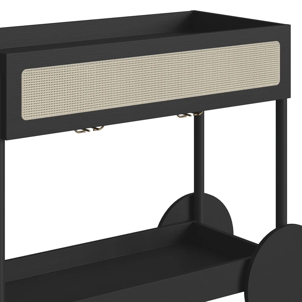 Carrinho Bar 1 Gaveta Porta Taças Pés Madeira Arlo A10 Nero/Preto - Mpozenato