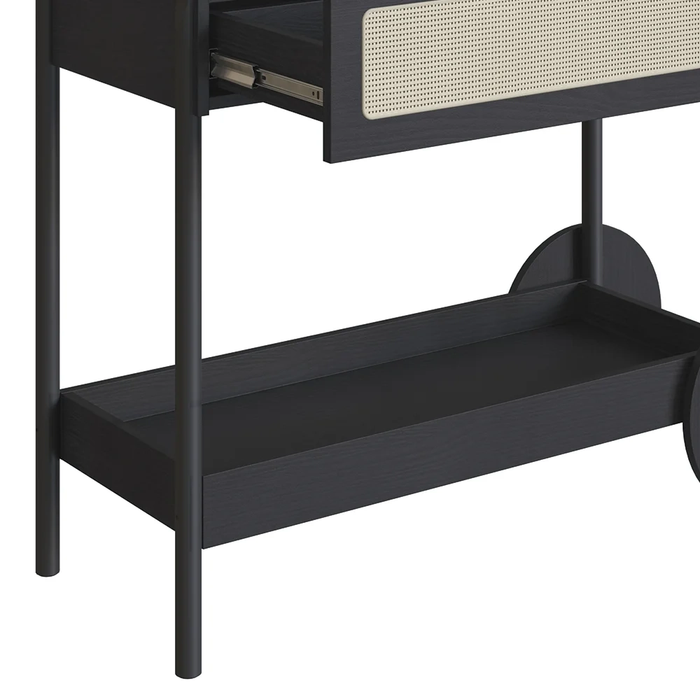 Carrinho Bar 1 Gaveta Porta Taças Pés Madeira Arlo A10 Nero/Preto - Mpozenato