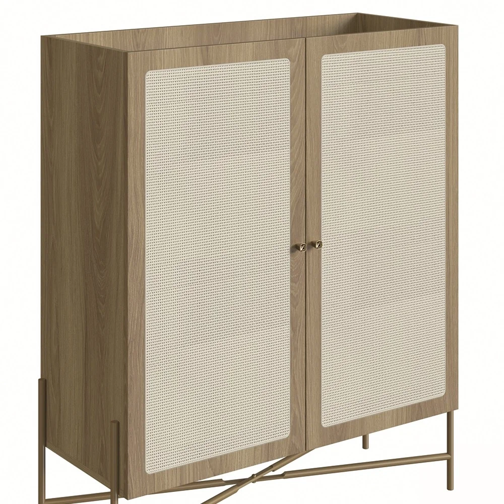 Armário Aparador Bar 2 Portas Pé Metal Arlo A10 Hanover/Dourado - Mpozenato