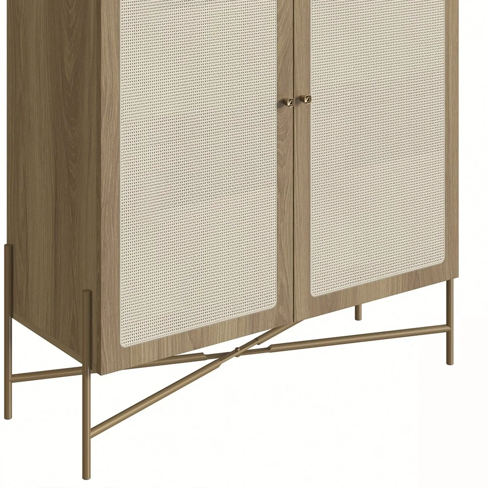 Armário Aparador Bar 2 Portas Pé Metal Arlo A10 Hanover/Dourado - Mpozenato