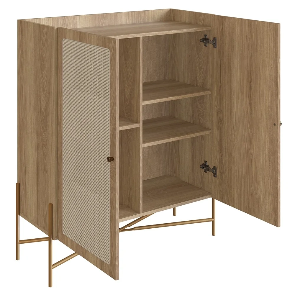 Armário Aparador Bar 2 Portas Pé Metal Arlo A10 Hanover/Dourado - Mpozenato