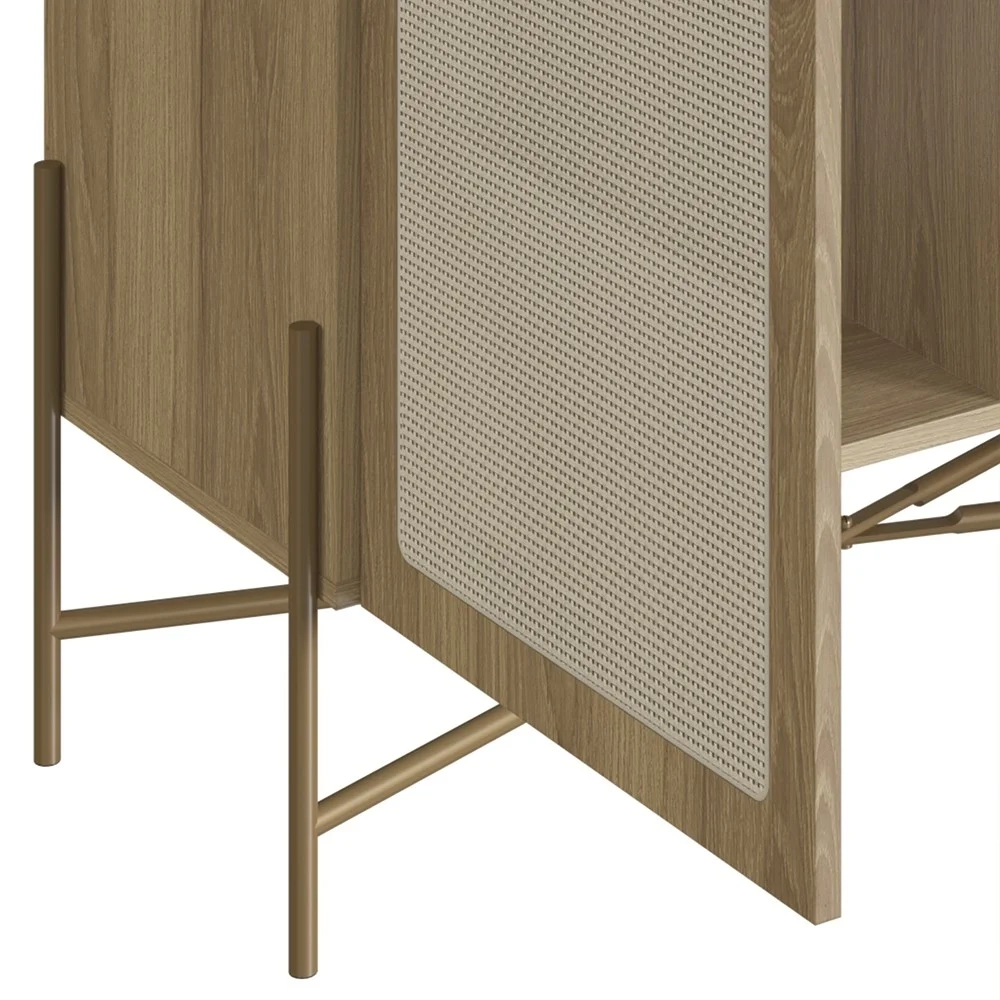 Armário Aparador Bar 2 Portas Pé Metal Arlo A10 Hanover/Dourado - Mpozenato