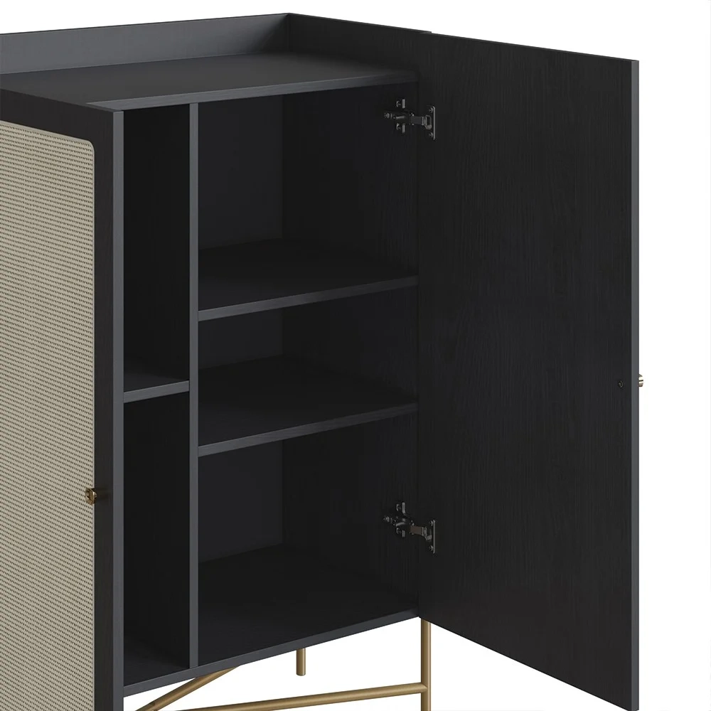 Armário Aparador Bar 2 Portas Pé Metal Arlo A10 Nero/Dourado - Mpozenato