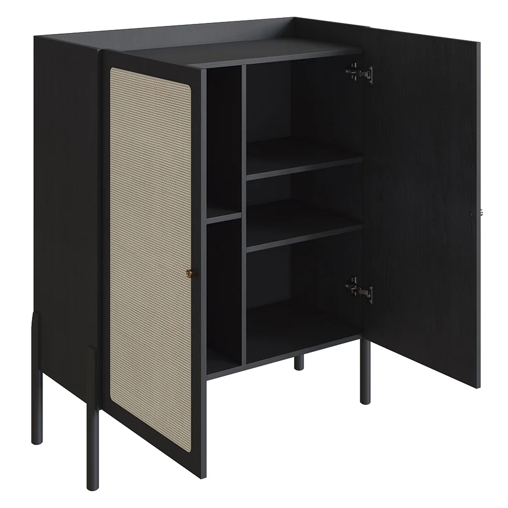 Armário Aparador Bar 2 Portas Pés Madeira Arlo A10 Nero/Preto - Mpozenato