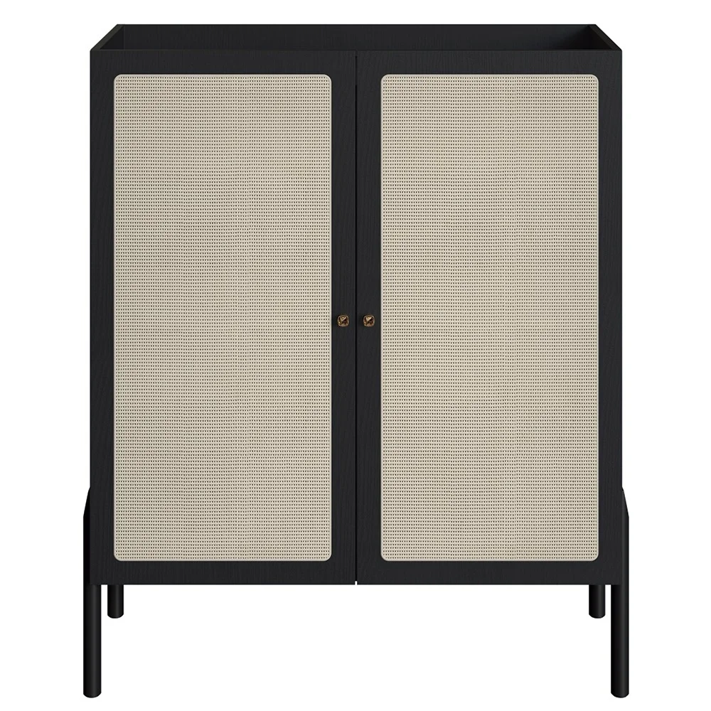 Armário Aparador Bar 2 Portas Pés Madeira Arlo A10 Nero/Preto - Mpozenato