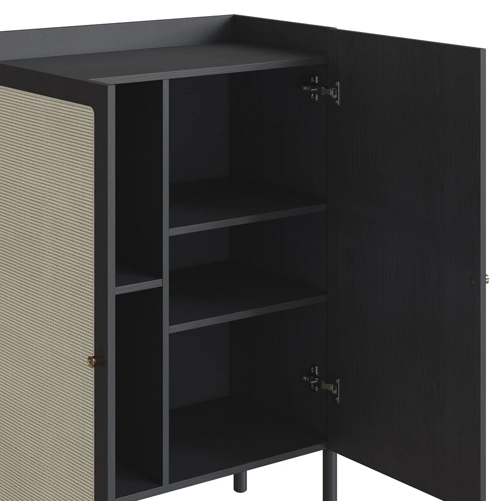 Armário Aparador Bar 2 Portas Pés Madeira Arlo A10 Nero/Preto - Mpozenato