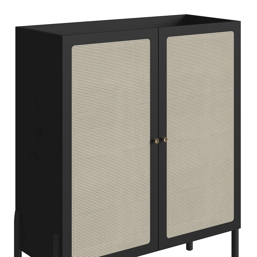 Armário Aparador Bar 2 Portas Pés Madeira Arlo A10 Nero/Preto - Mpozenato