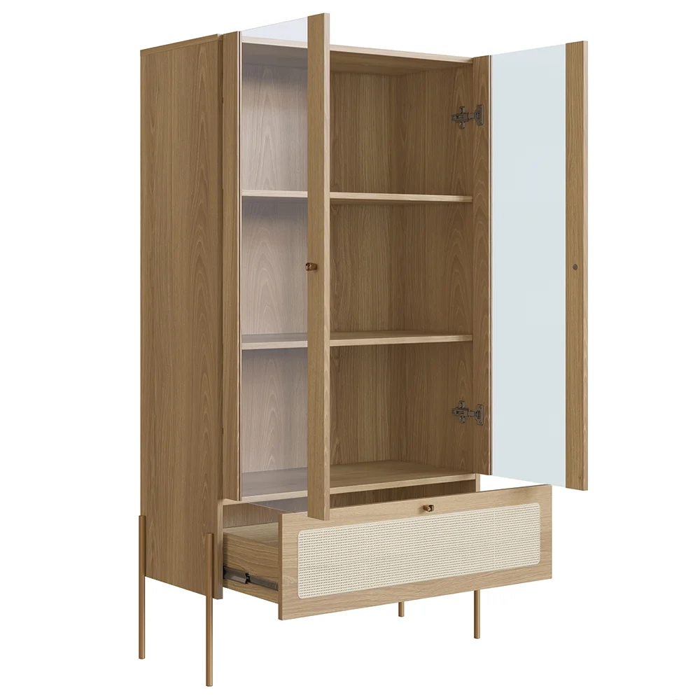 Cristaleira 2 Portas de Vidro Pé Metal Arlo A10 Hanover/Dourado - Mpozenato