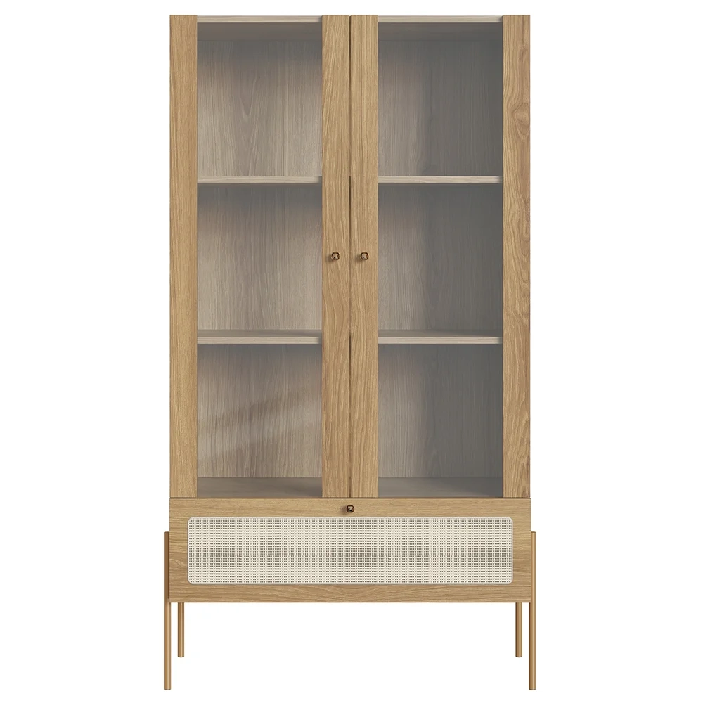 Cristaleira 2 Portas de Vidro Pé Metal Arlo A10 Hanover/Dourado - Mpozenato