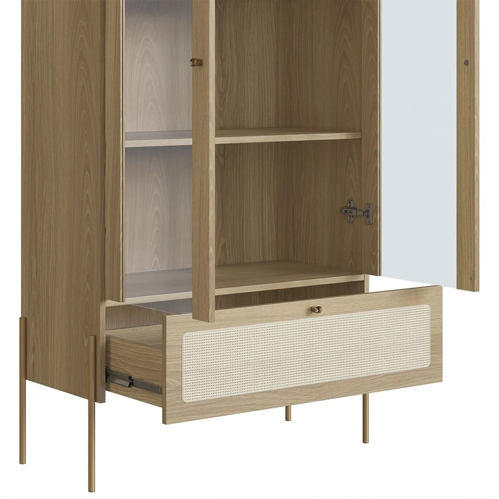 Cristaleira 2 Portas de Vidro Pé Metal Arlo A10 Hanover/Dourado - Mpozenato