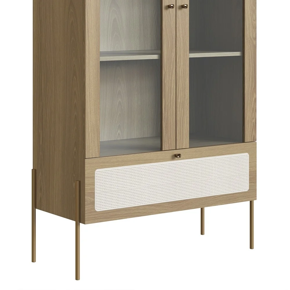 Cristaleira 2 Portas de Vidro Pé Metal Arlo A10 Hanover/Dourado - Mpozenato