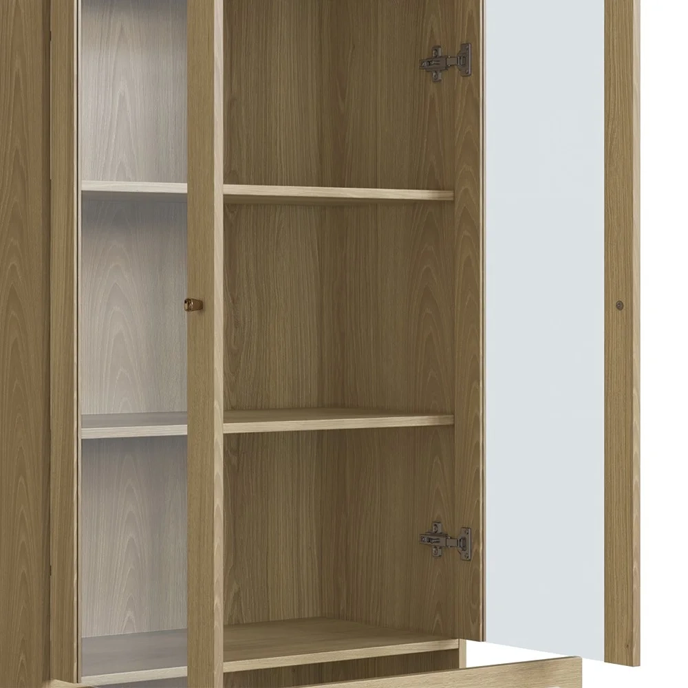 Cristaleira 2 Portas de Vidro Pés Madeira Arlo A10 Hanover - Mpozenato