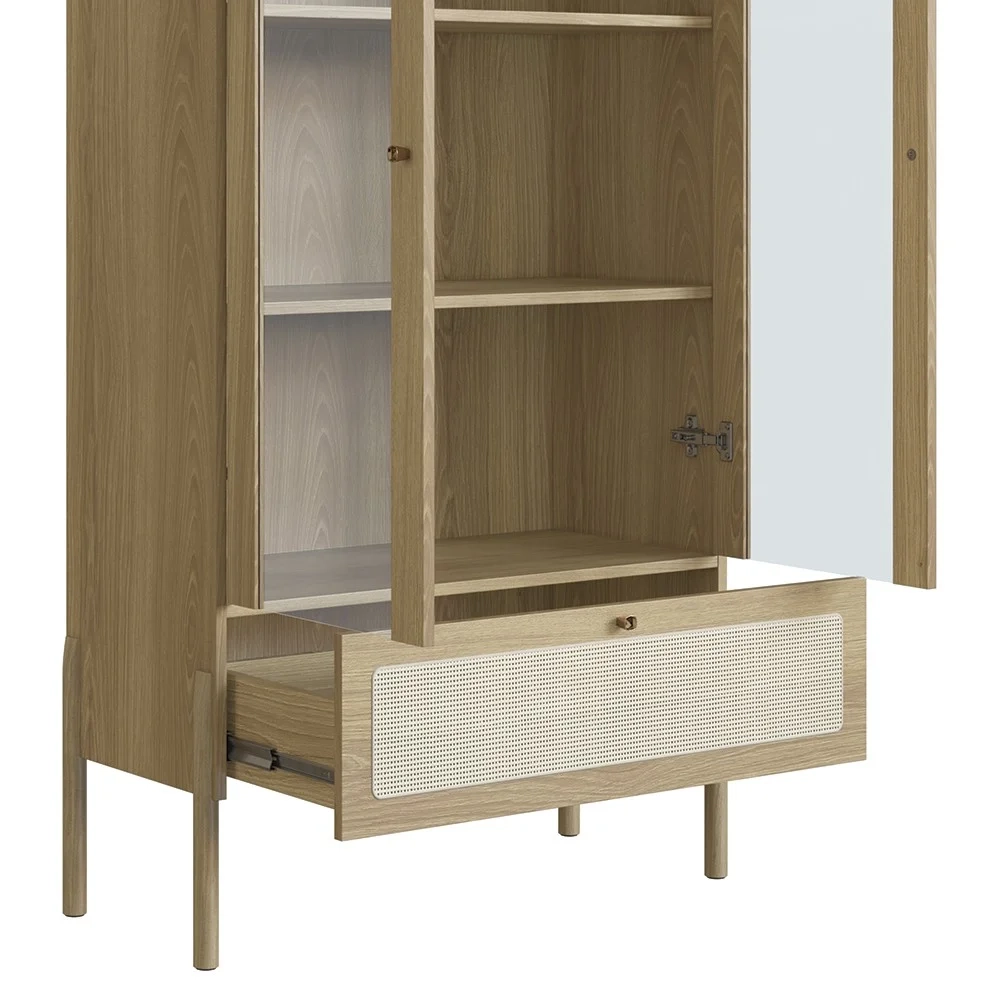 Cristaleira 2 Portas de Vidro Pés Madeira Arlo A10 Hanover - Mpozenato