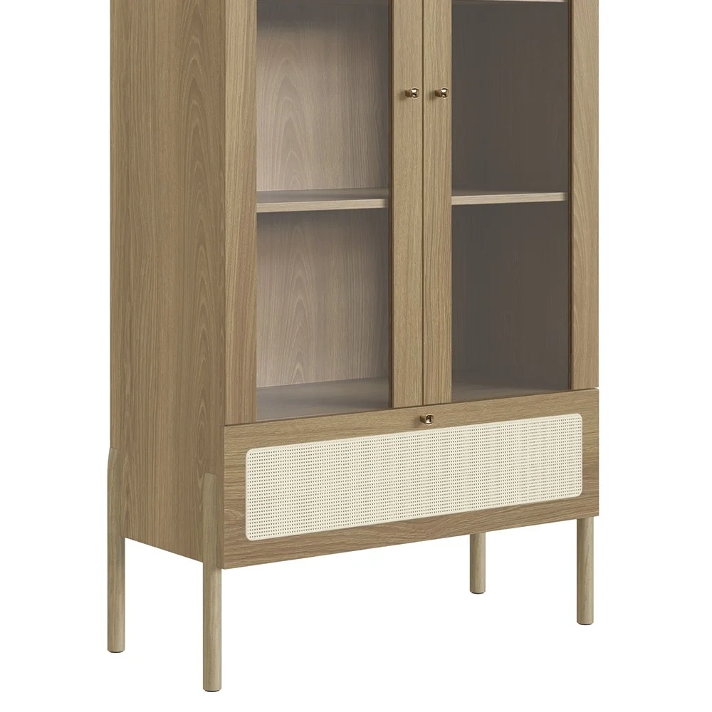 Cristaleira 2 Portas de Vidro Pés Madeira Arlo A10 Hanover - Mpozenato