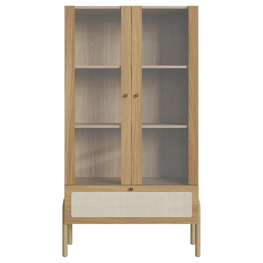 Cristaleira 2 Portas de Vidro Pés Madeira Arlo A10 Hanover - Mpozenato