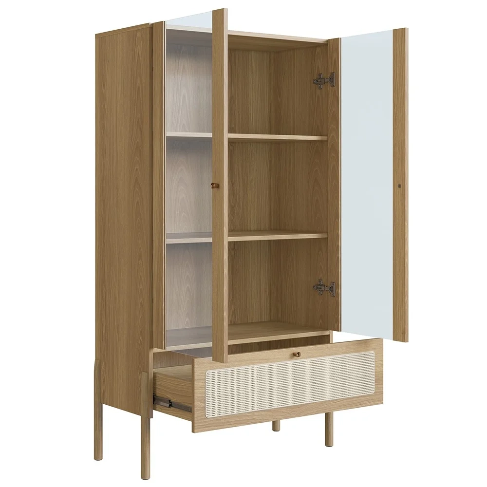 Cristaleira 2 Portas de Vidro Pés Madeira Arlo A10 Hanover - Mpozenato