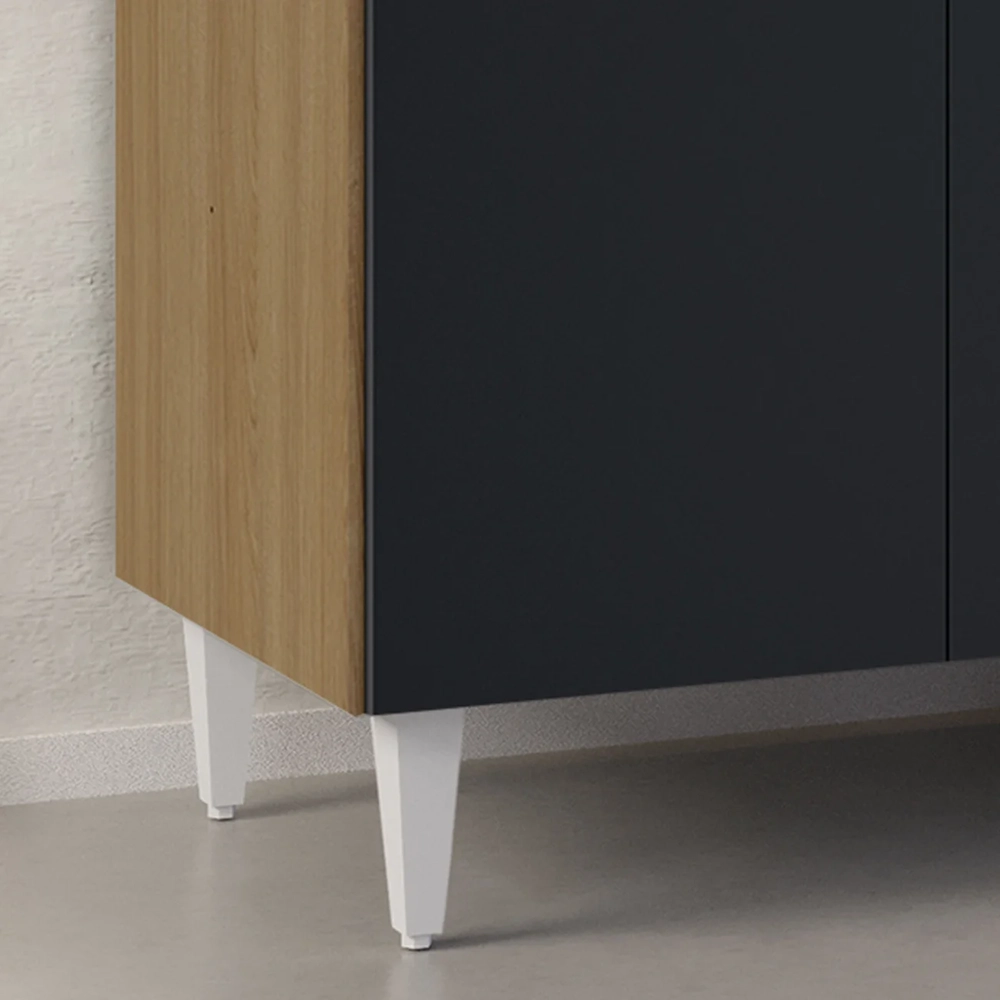 Balcão de Cozinha Com Pia Inox 120cm Manu Preto/Amêndoa - AJL Móveis