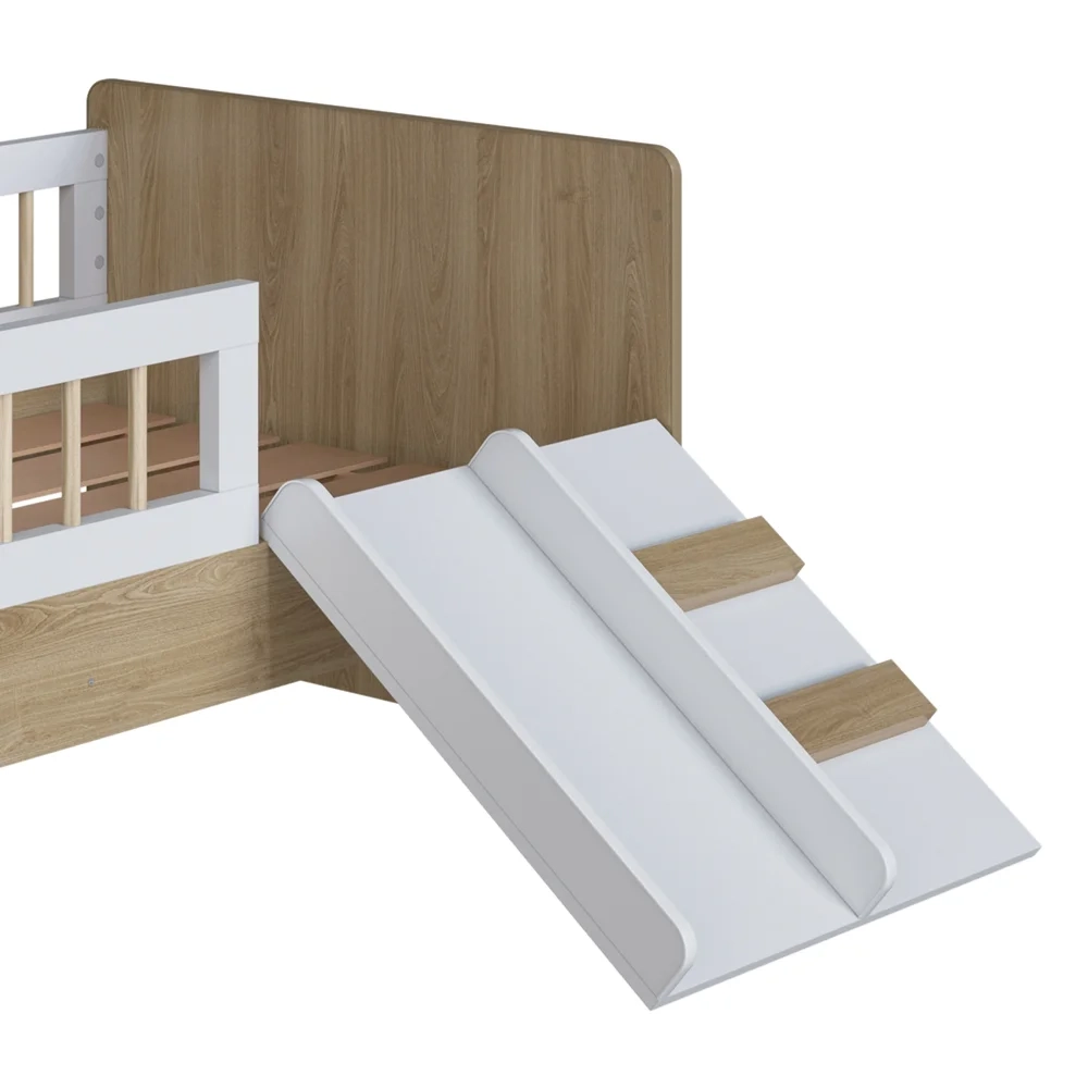Cama Infantil Com Escorregador Lumiar C06 Aveiro/Branco - Mpozenato