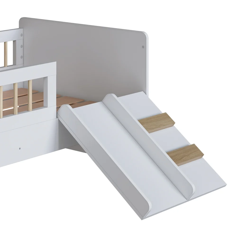 Cama Infantil Com Escorregador Lumiar C06 Branco - Mpozenato