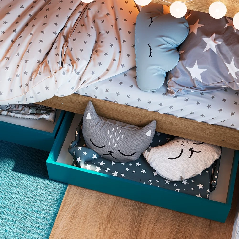 Beliche Infantil Com Escada e 4 Gavetas Infix C06 Aveiro/Azul - Mpozenato