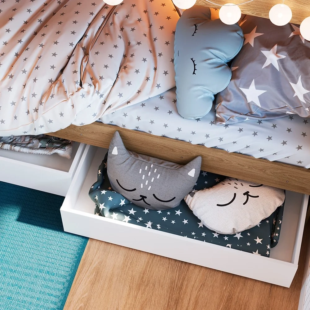 Beliche Infantil Com Escada e 4 Gavetas Infix C06 Aveiro/Branco - Mpozenato