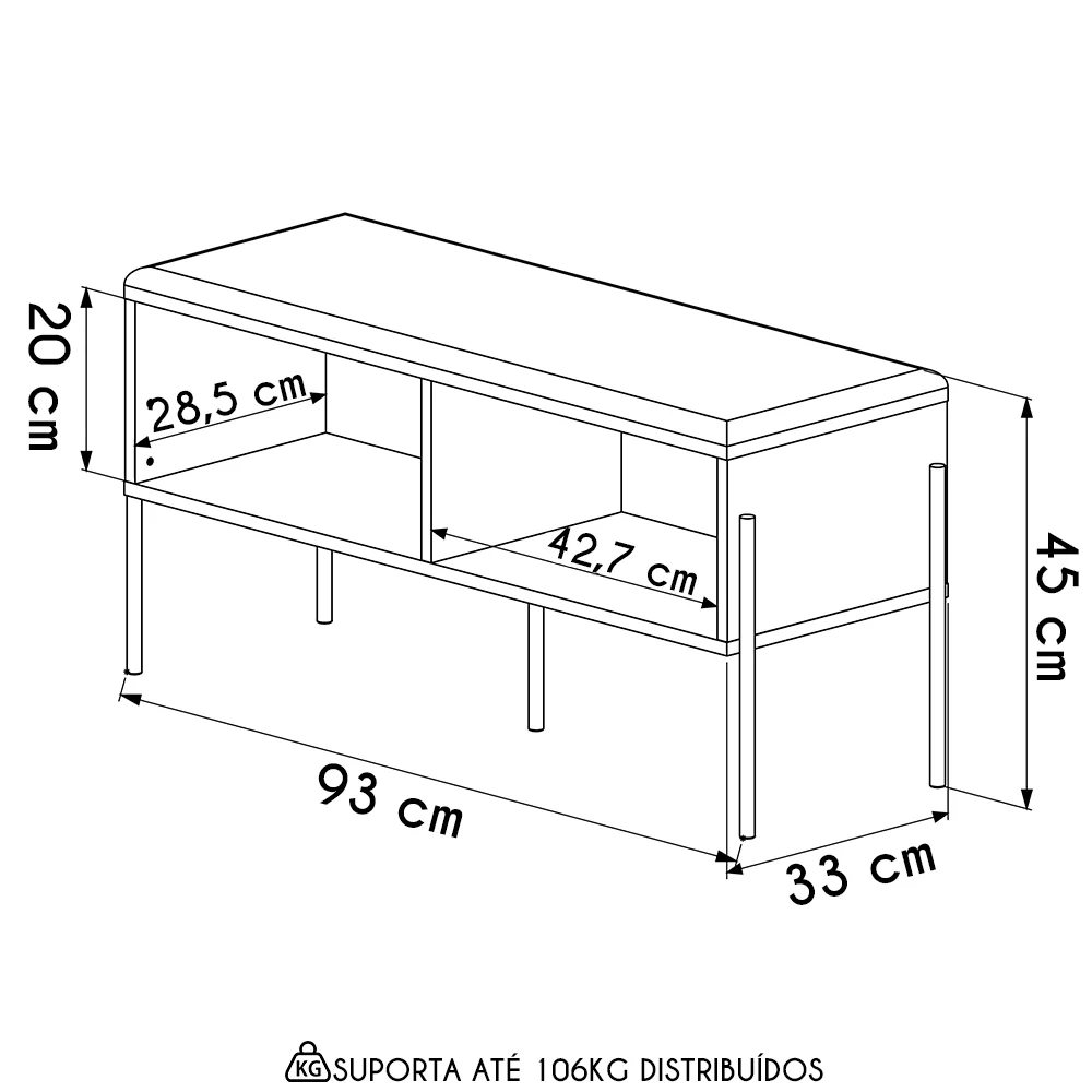 Banco Sapateira Estofada Para Quarto Pé Metal Arlo A10 Nero/Dourado - Mpozenato