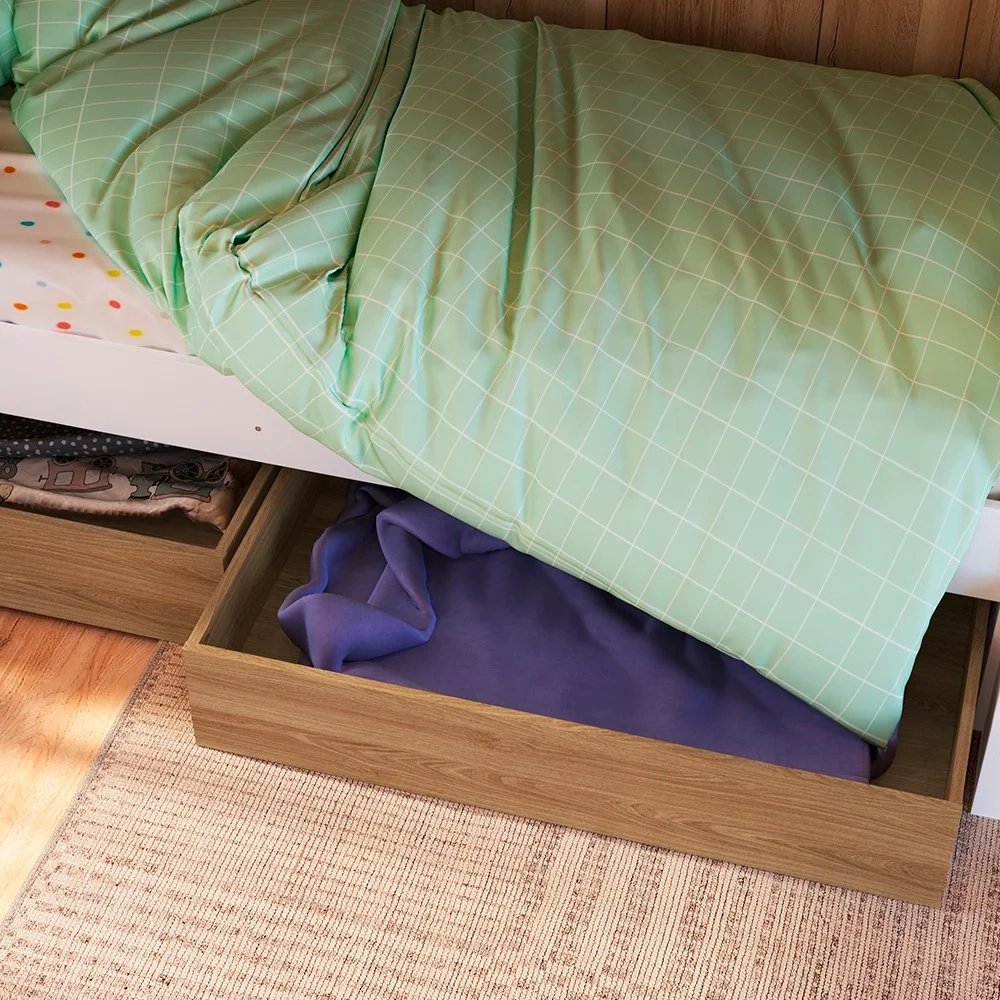 Beliche Infantil Com Escada e 4 Gavetas Infix C06 Branco/Aveiro - Mpozenato