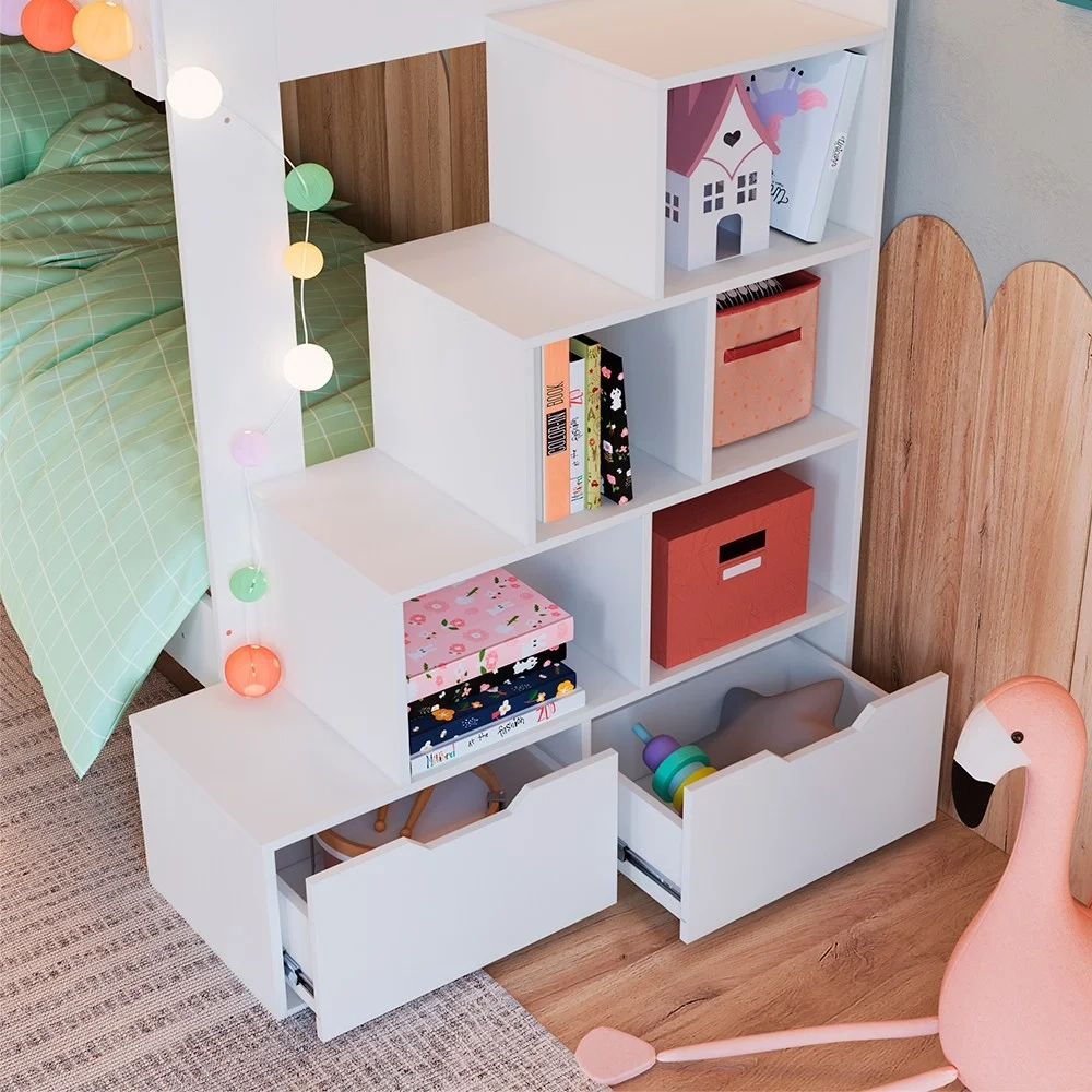 Beliche Infantil Com Escada e 4 Gavetas Infix C06 Branco - Mpozenato