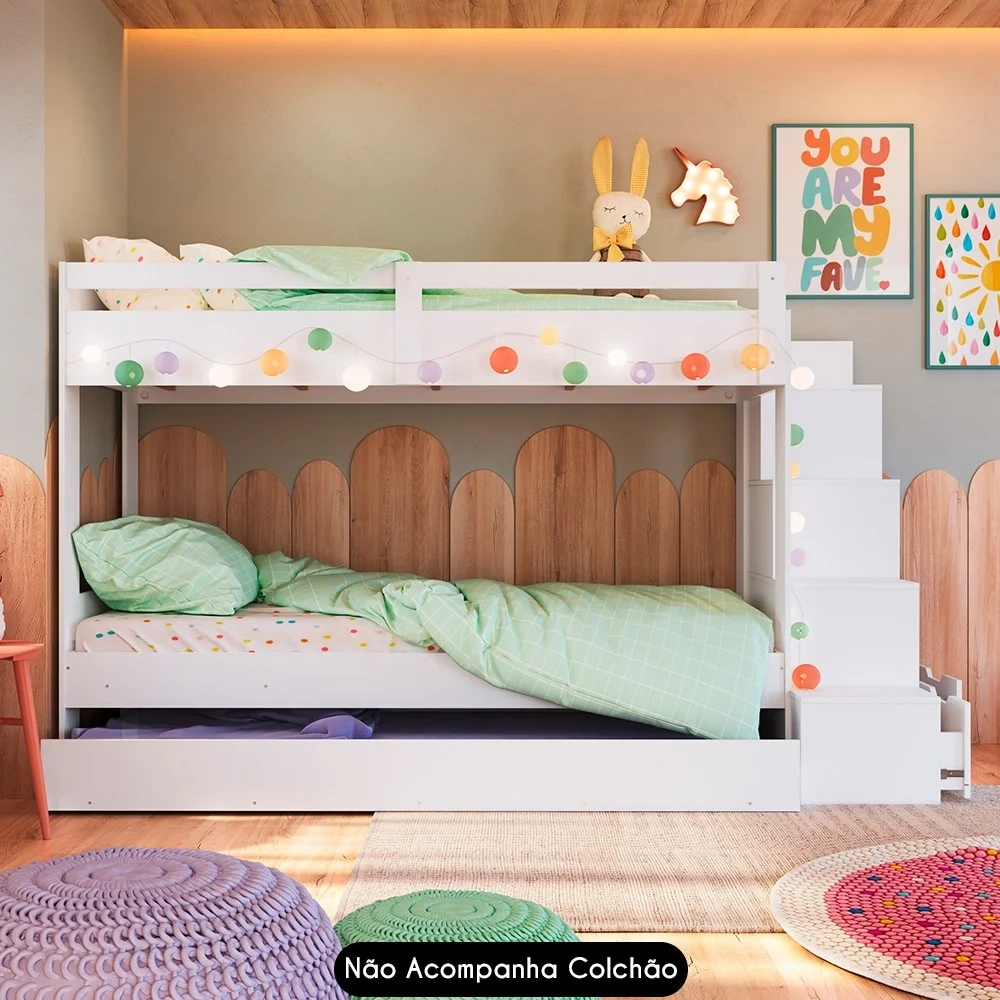 Treliche Infantil Com Escada e Nichos Infix C06 Branco - Mpozenato