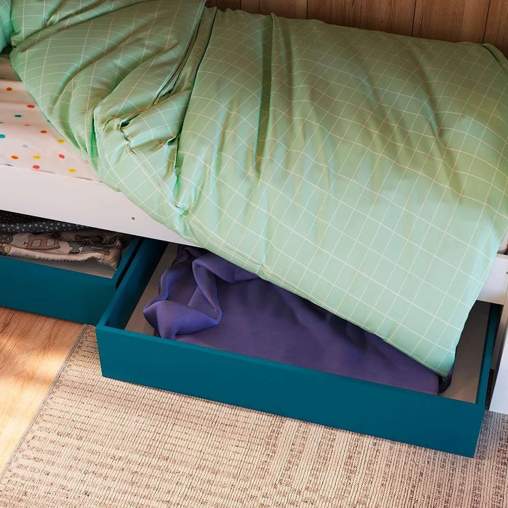 Beliche Infantil Com Escada e 4 Gavetas Infix C06 Branco/Azul - Mpozenato