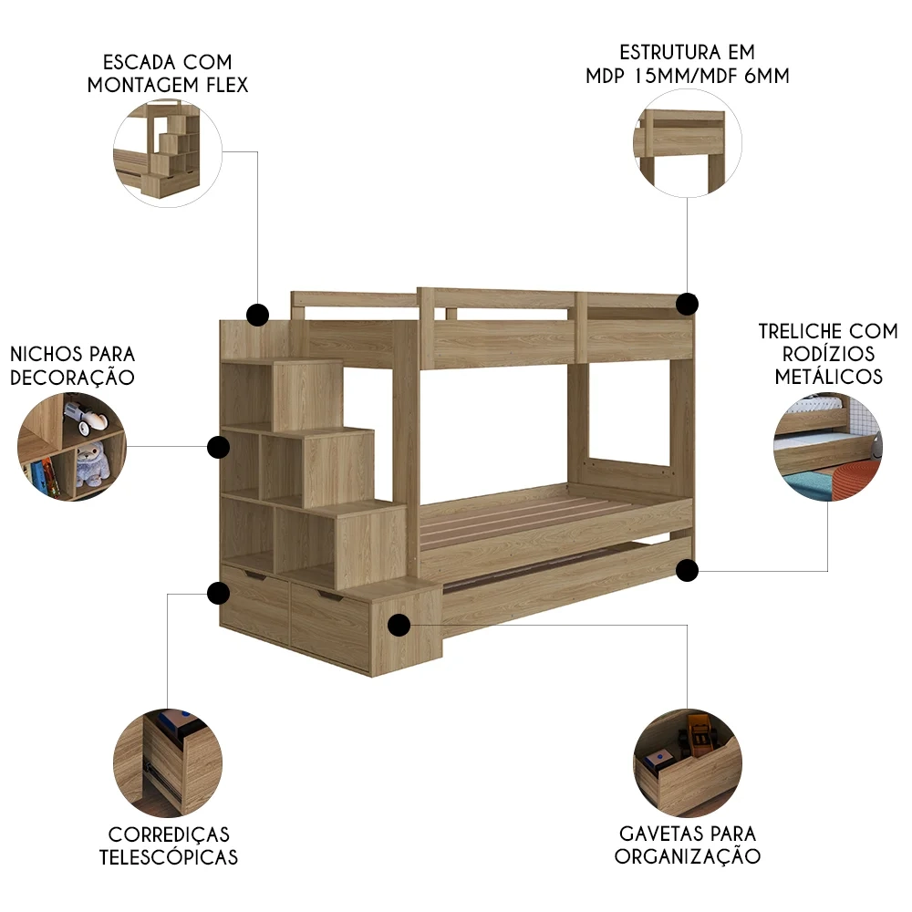 Treliche Infantil Com Escada e Nichos Infix C06 Aveiro - Mpozenato