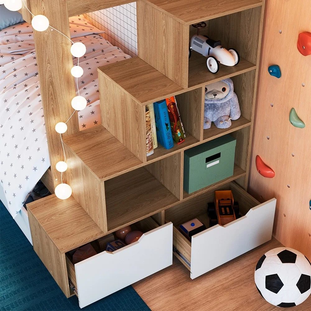 Treliche Infantil Com Escada e Nichos Infix C06 Aveiro/Branco - Mpozenato