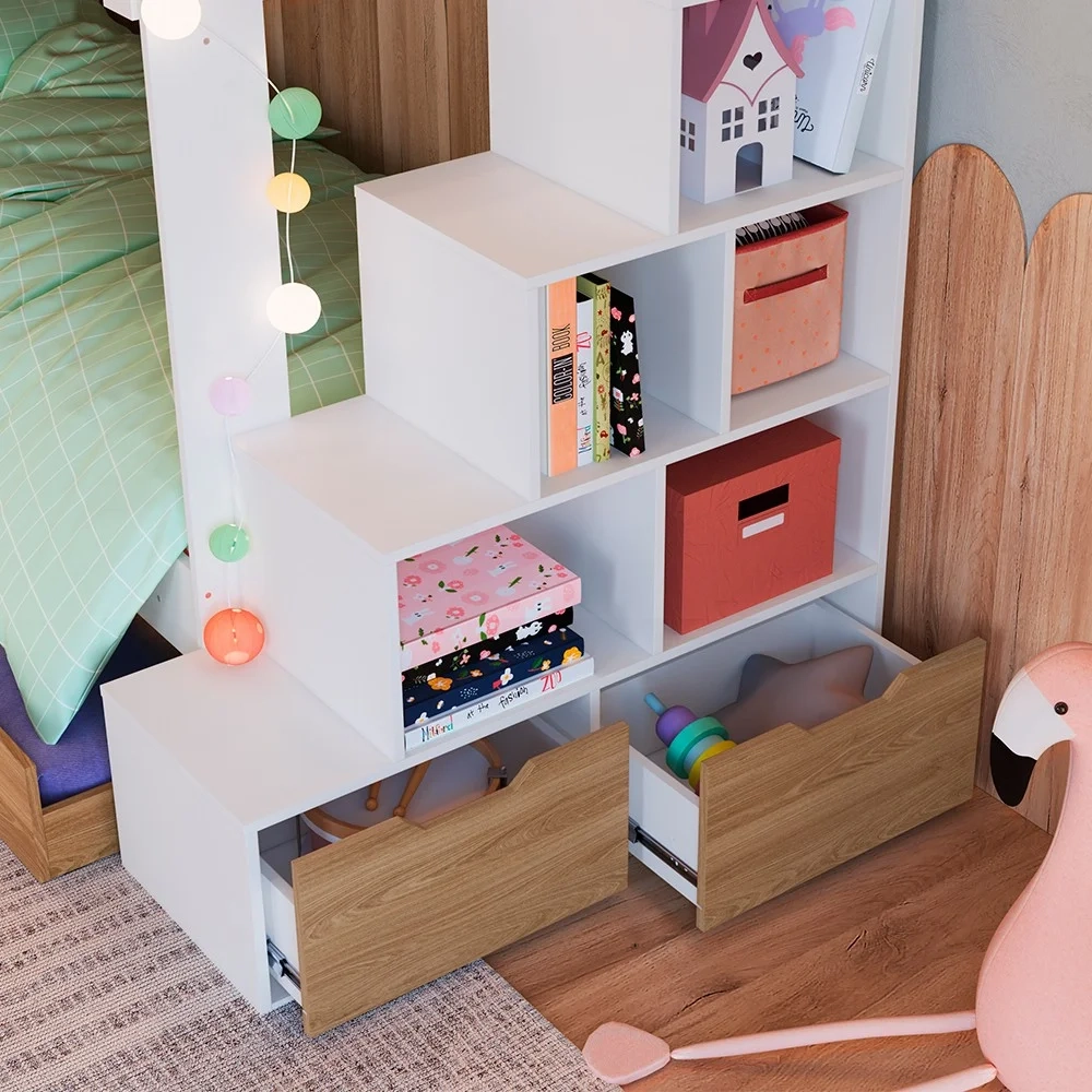 Treliche Infantil Com Escada e Nichos Infix C06 Branco/Aveiro - Mpozenato