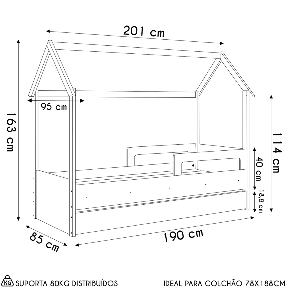 Cama Infantil Casinha Com Auxiliar Infix C06 Aveiro - Mpozenato