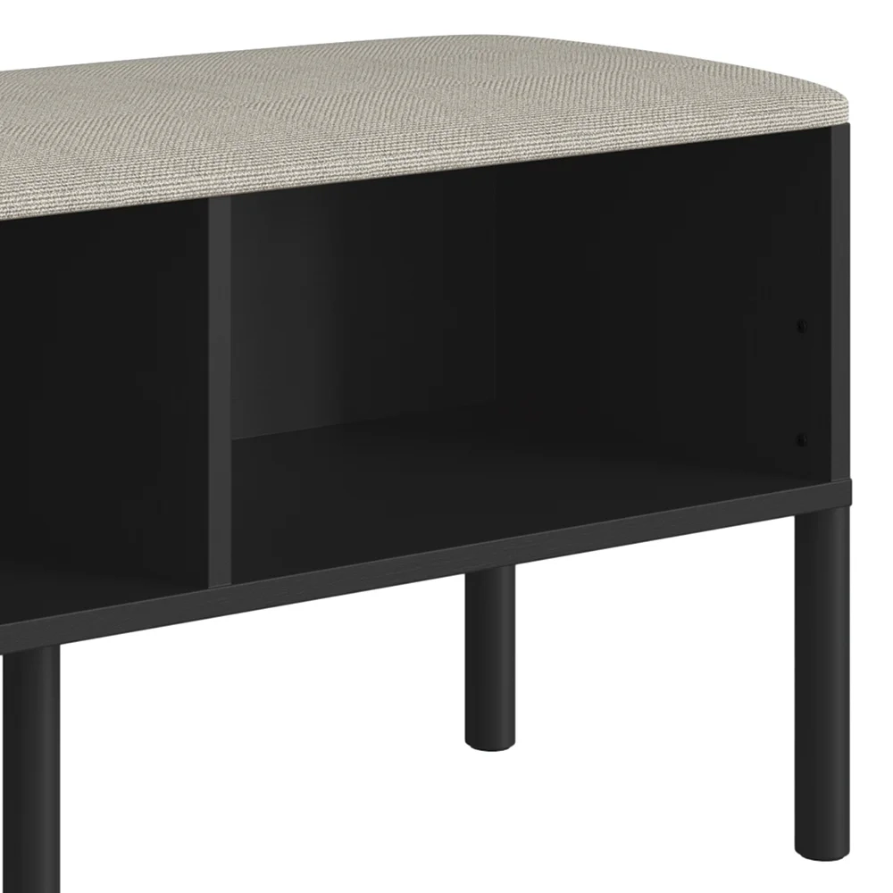 Banco Sapateira Estofada Para Quarto Pés Madeira Arlo A10 Nero/Preto - Mpozenato