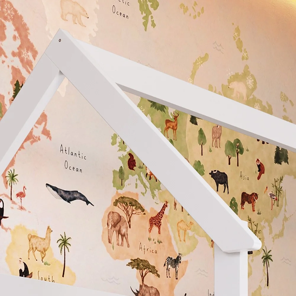 Cama Infantil Casinha Com Auxiliar Infix C06 Branco/Azul - Mpozenato