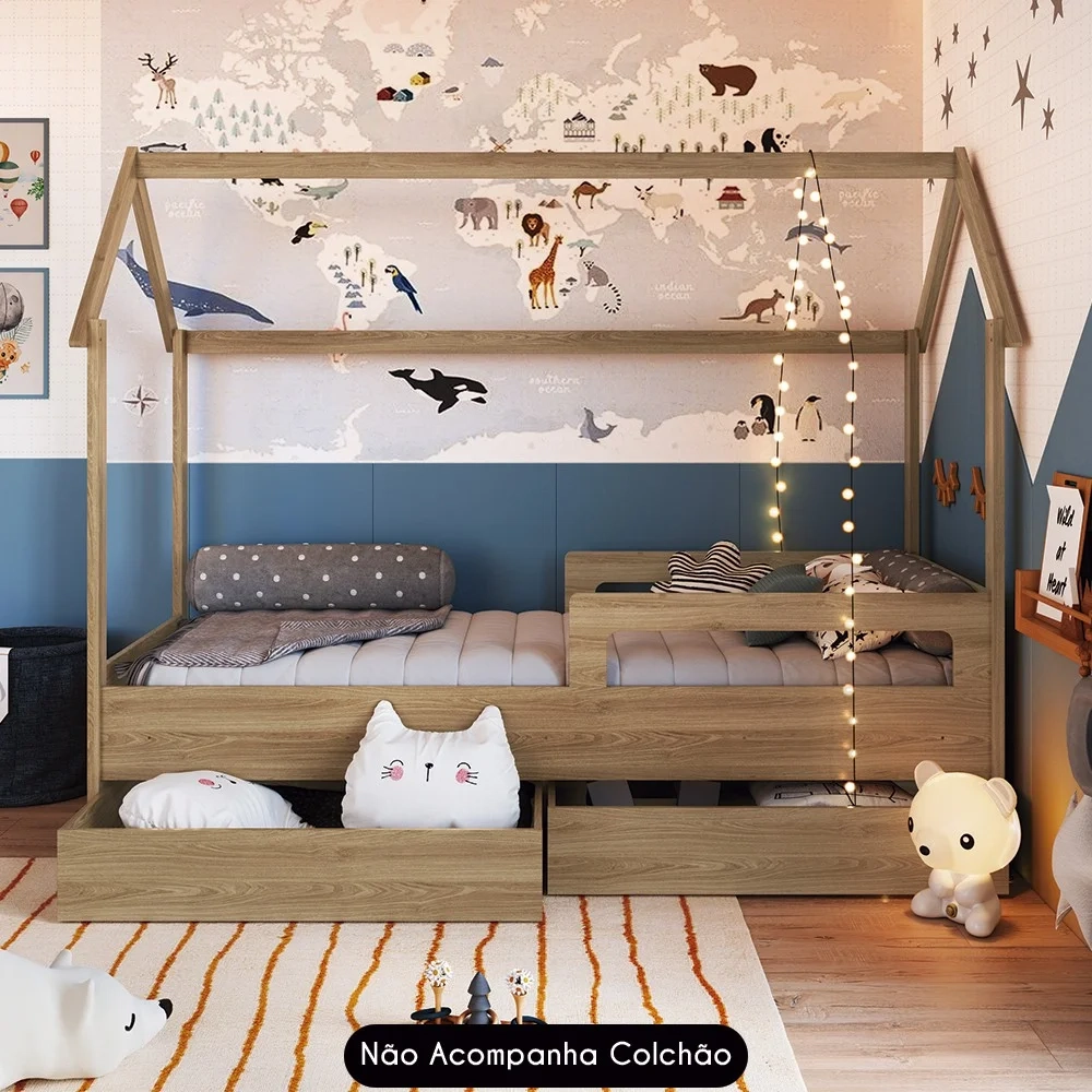 Cama Infantil Casinha Com 2 Gavetas Infix C06 Aveiro - Mpozenato