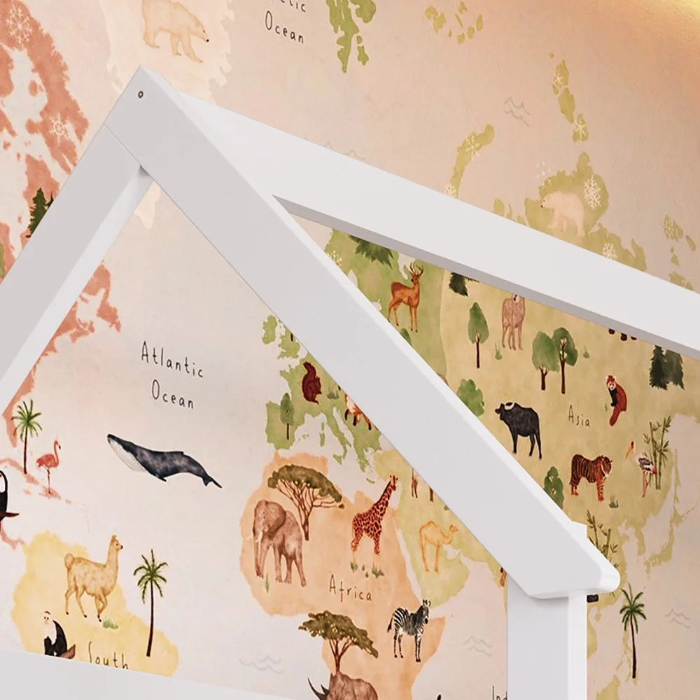 Cama Infantil Casinha Com 2 Gavetas Infix C06 Branco/Rosa - Mpozenato