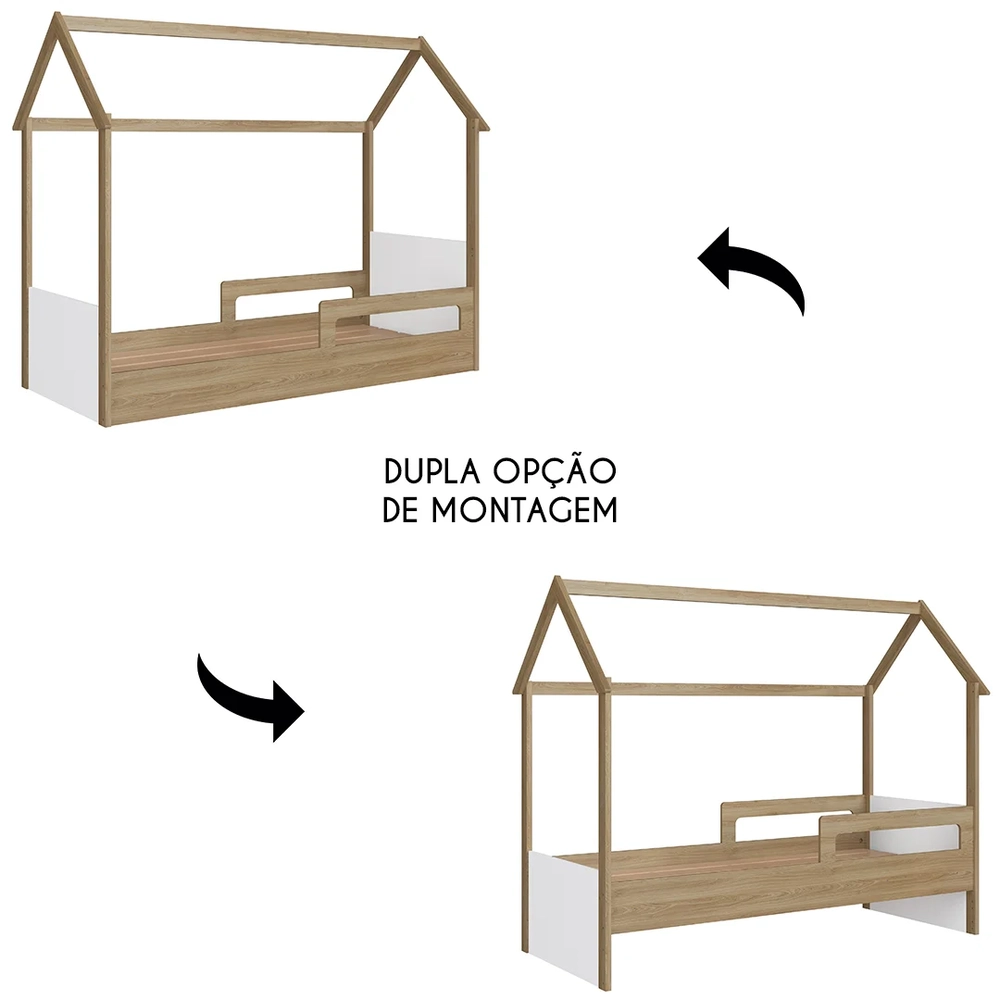 Cama Infantil Montessoriana Casinha Infix C06 Aveiro/Branco - Mpozenato