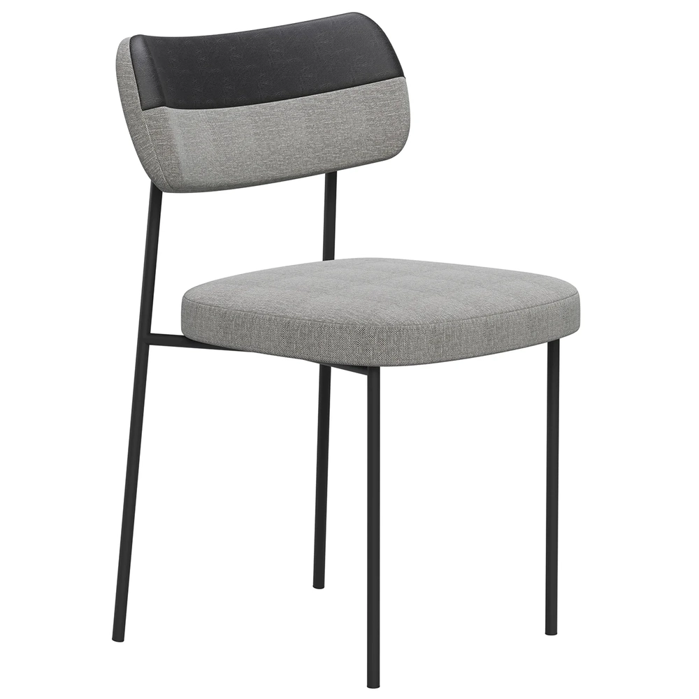 Kit 10 Cadeiras Estofadas Milli Sintético/Linho A14 Preto/Cinza - Mpozenato