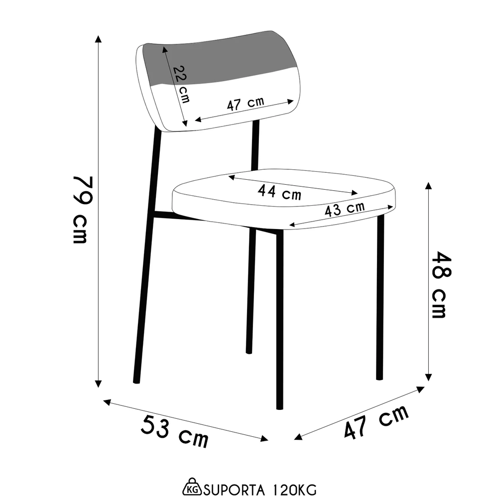 Kit 10 Cadeiras Estofadas Milli Sintético/Linho A14 Preto/Cinza - Mpozenato