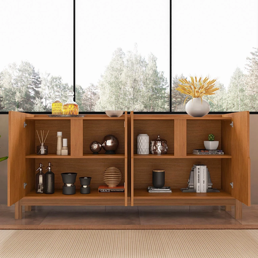 Buffet Aparador 4 Portas Sala de Jantar Nay C14 Cedro - Mpozenato