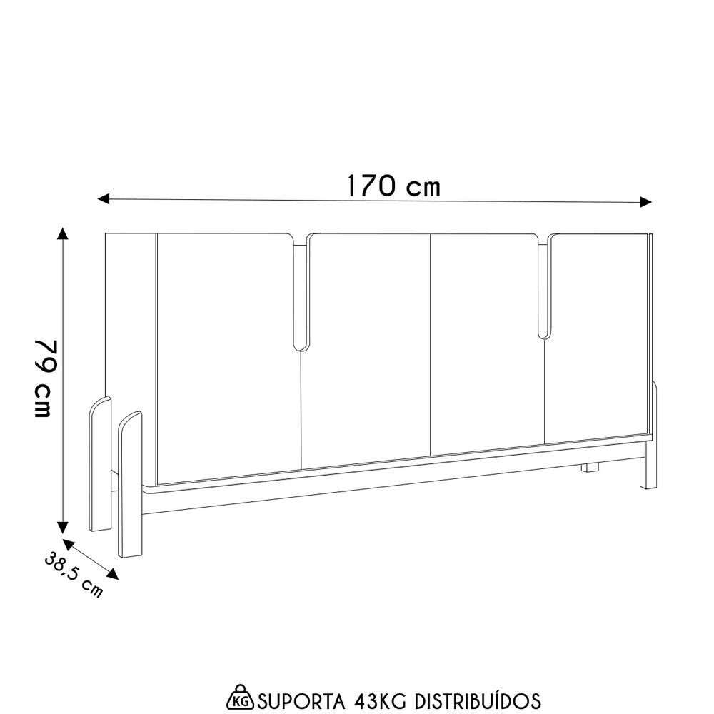 Buffet Aparador 4 Portas Sala de Jantar Nay C14 Cedro - Mpozenato
