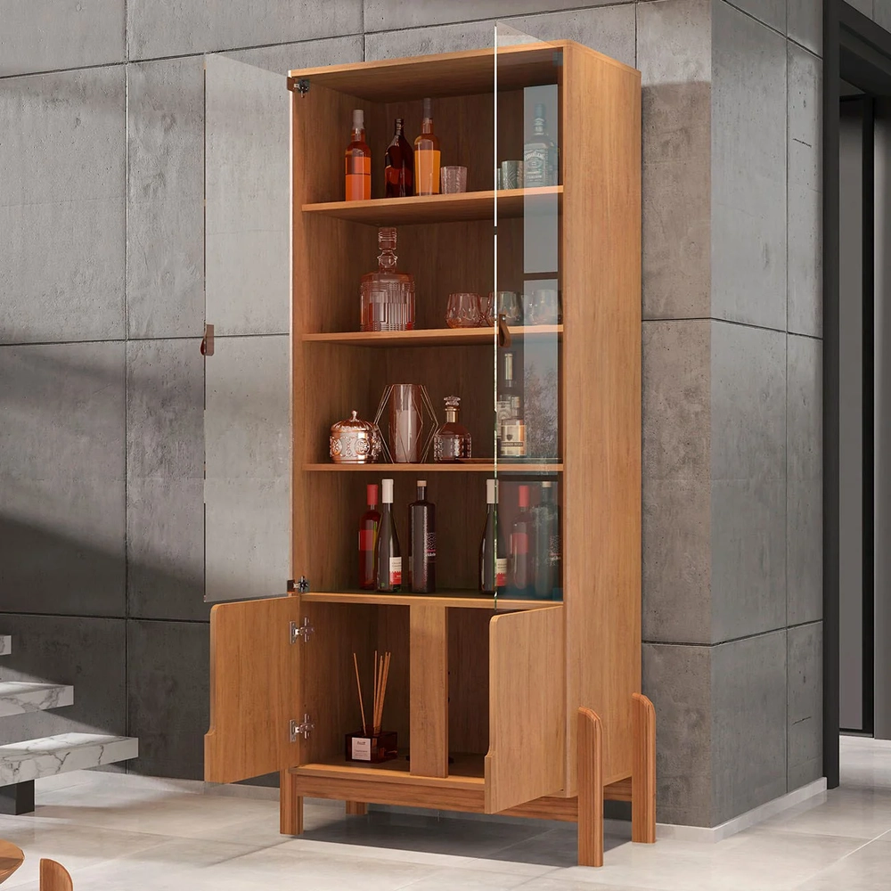 Cristaleira de Vidro Para Sala de Jantar Nay C14 Cedro - Mpozenato