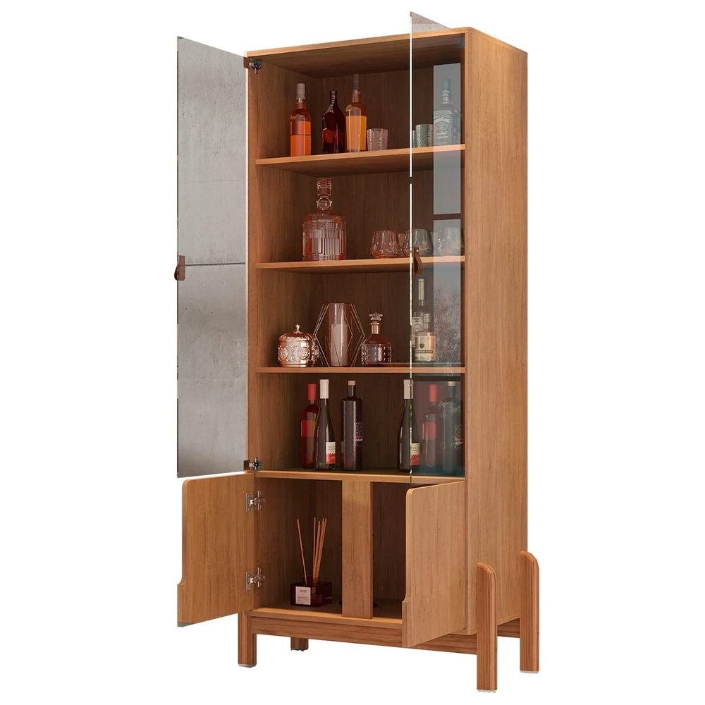 Cristaleira de Vidro Para Sala de Jantar Nay C14 Cedro - Mpozenato