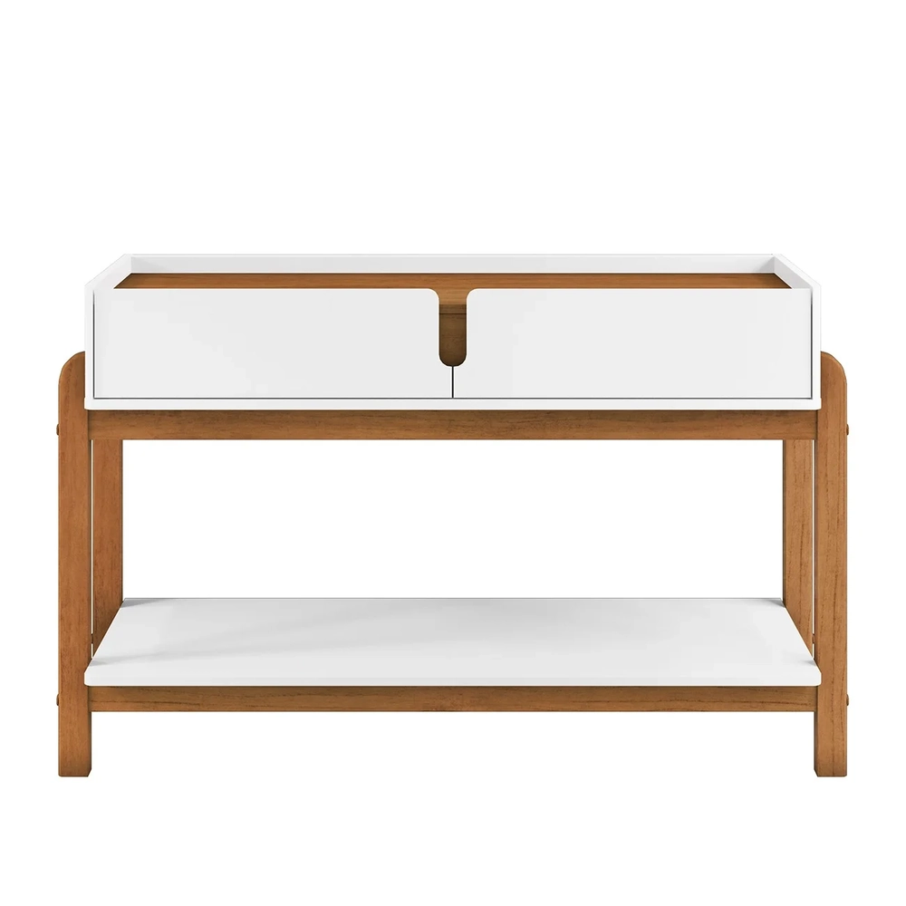 Aparador de Sala 2 Gavetas 130cm Nay C14 Branco/Cedro - Mpozenato