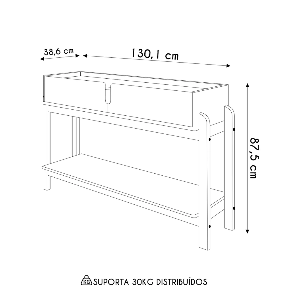Aparador de Sala 2 Gavetas 130cm Nay C14 Branco/Cedro - Mpozenato