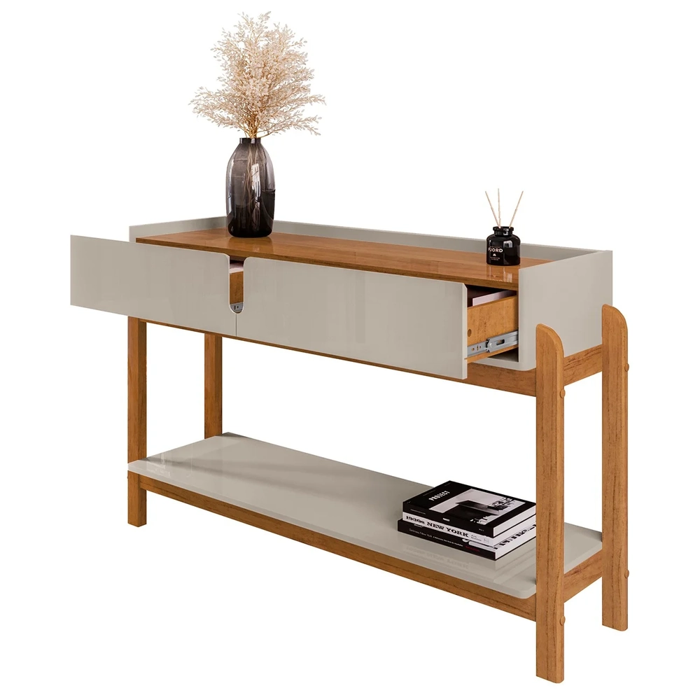 Aparador de Sala 2 Gavetas 130cm Nay C14 Off White/Cedro - Mpozenato