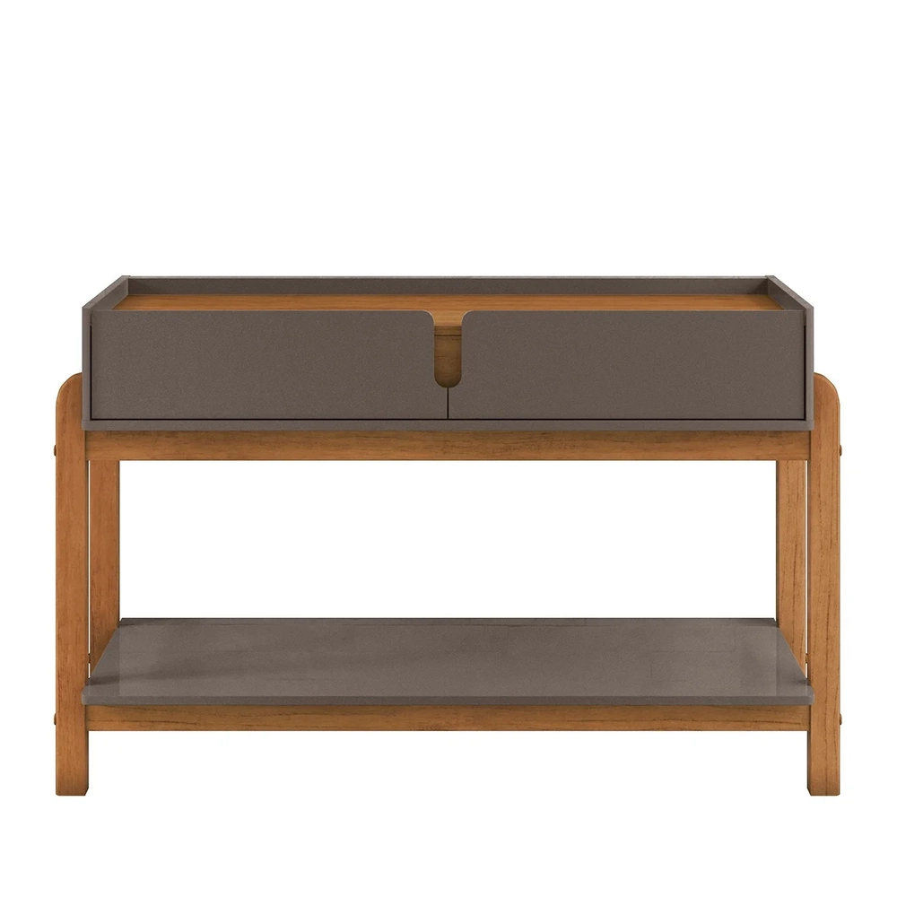 Aparador de Sala 2 Gavetas 130cm Nay C14 Cinza Perola/Cedro - Mpozenato