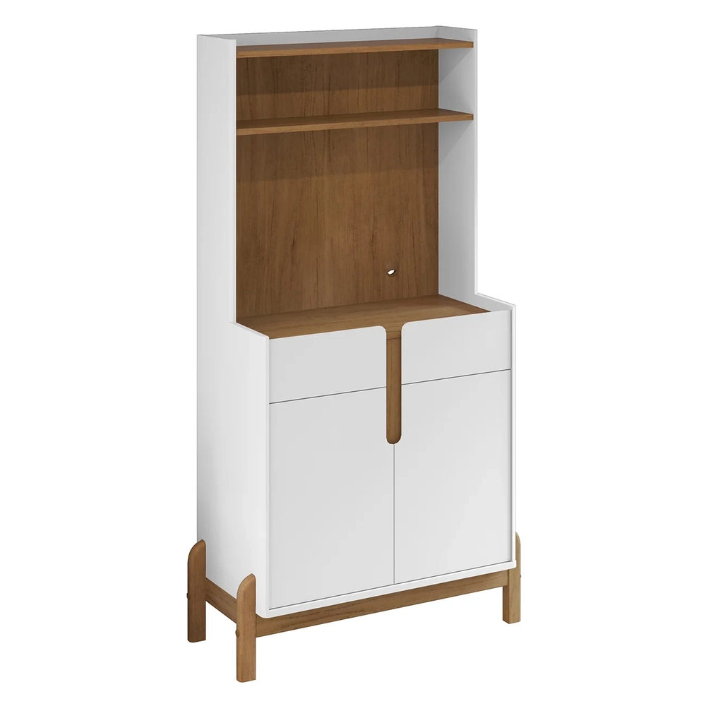 Armário Multiuso Cantinho do Café Nay C14 Branco/Cedro - Mpozenato